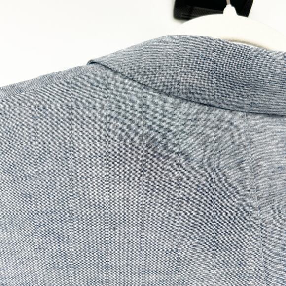 Drew Womens Lagenlook Coastal Work Career Academia Chambray Linen Blend Blazer L - Picture 6 of 7